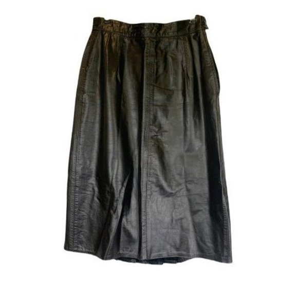 Martani Long Leather Skirt Pleated Detail Women’s Size 18 - Picture 2 of 9